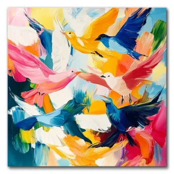 Birds in a Colorful Frenzy
