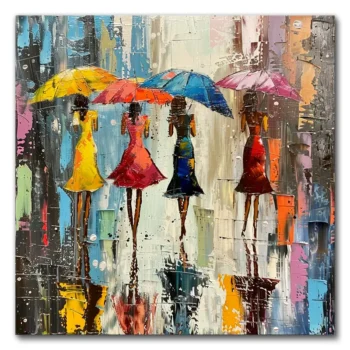 Colorful Umbrellas in the Rain