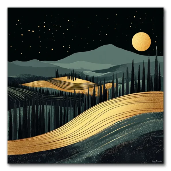 Golden Hills Under Moonlight