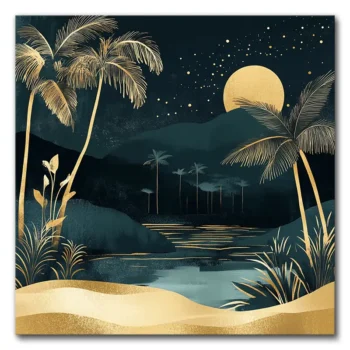 Moonlit Palm Oasis