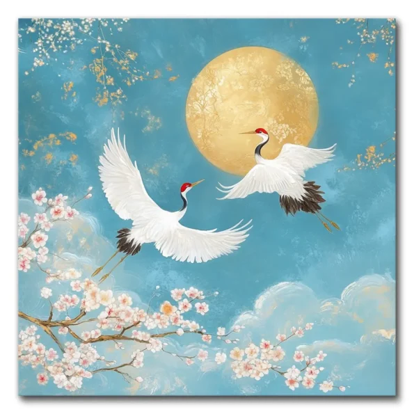 Cranes Soaring in Serenity Wall Art