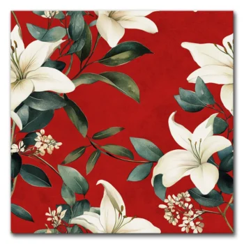 Floral Symphony on Scarlet Canvas