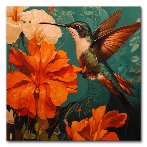 Hummingbird in Floral Paradise