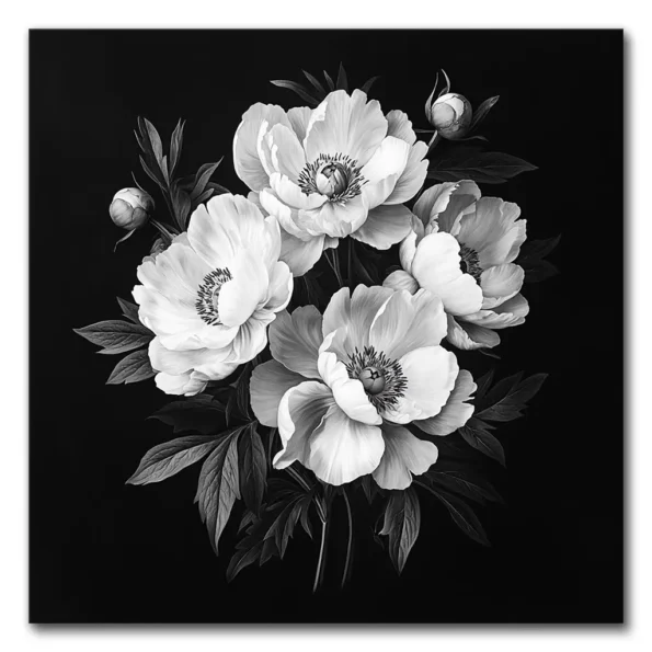 Peonies in Monochrome Elegance