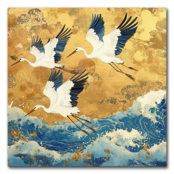 Storks Embrace Waves