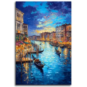 Gondolas Under the Venetian Night
