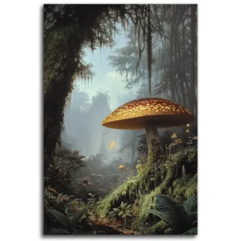Mushroom Majesty in a Misty Jungle