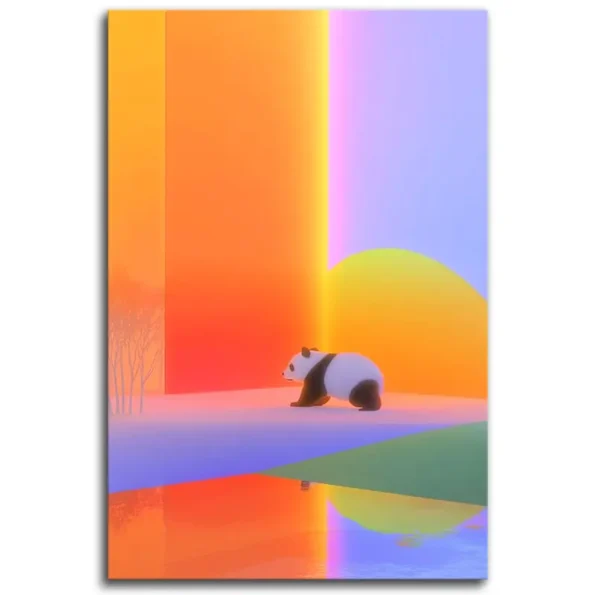 Panda Pondering in Colorful Bliss