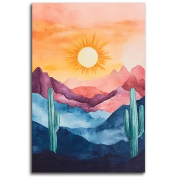 Sundown Serenity: Mountains and Cacti
