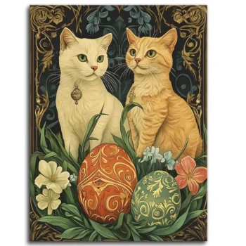 Cats and Colored Eggs