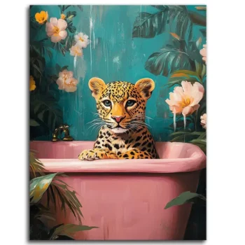 Leopard in Bathtub Bliss
