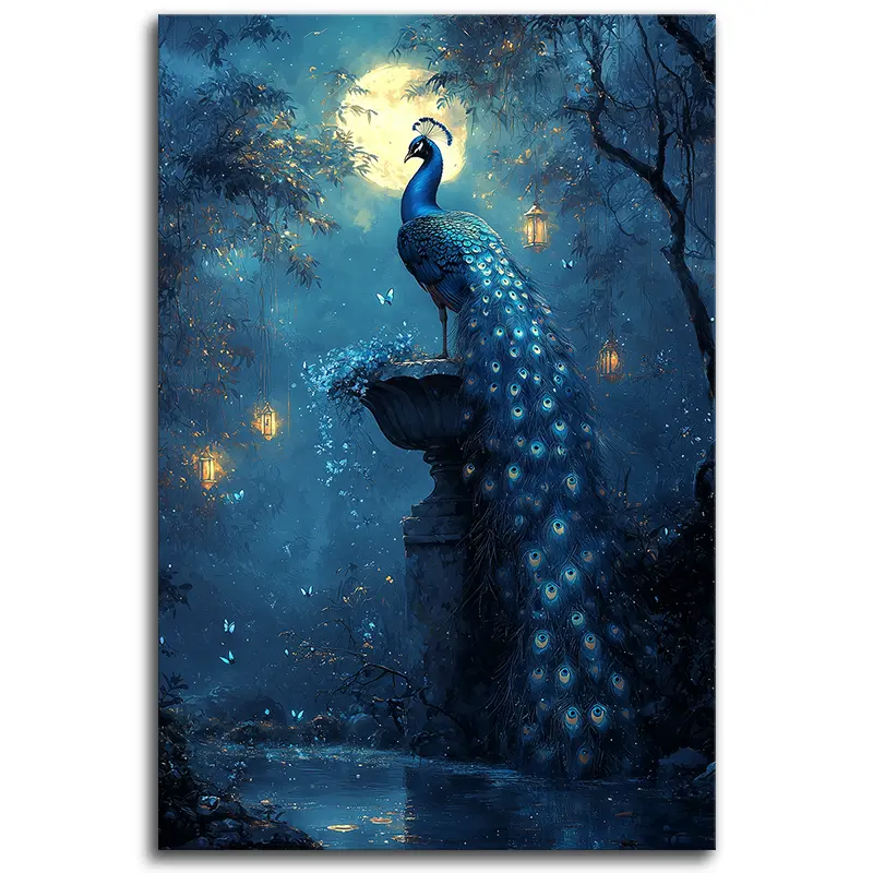 Majestic Moonlit Peacocks